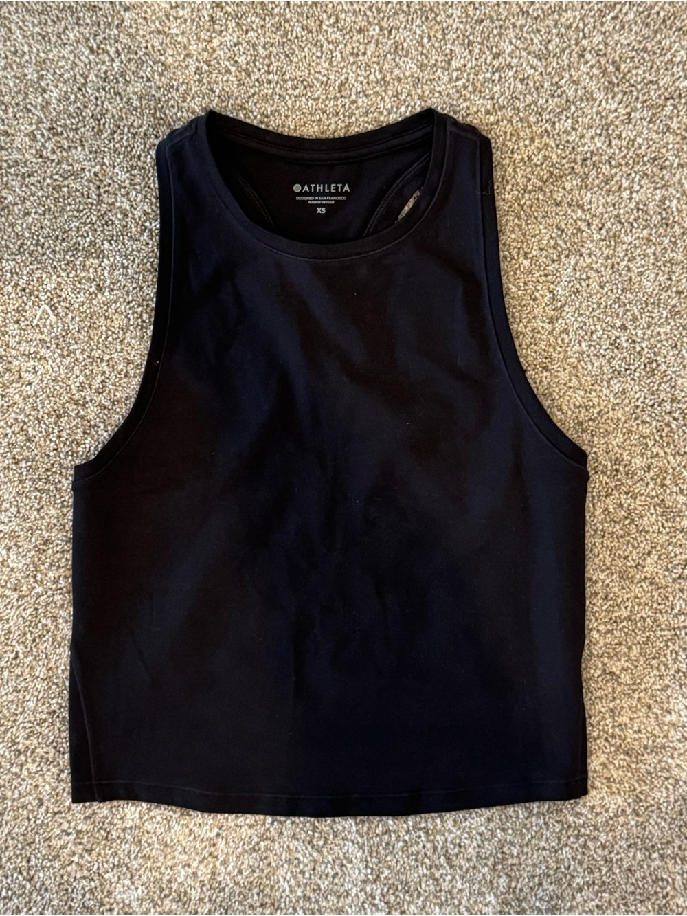 Athleta Black Cropped Tank with High Neck
